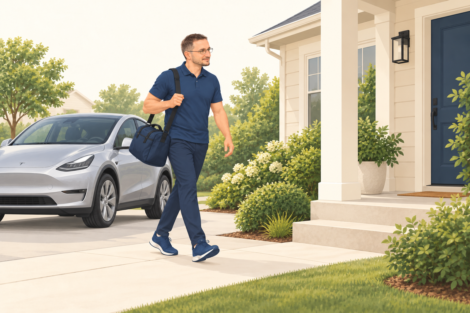 Illustration of Dr. Lenny arriving for mobile home visits with equipment