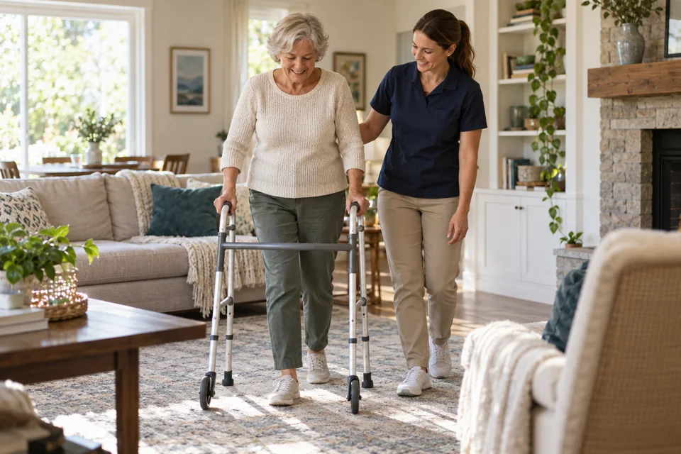 Illustrative joint replacement rehabilitation session at home