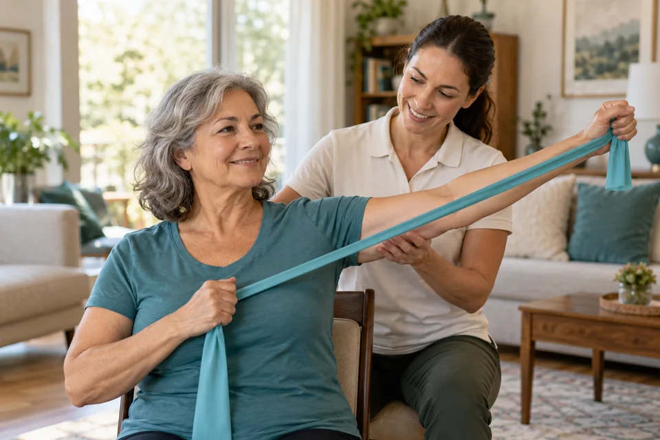 Illustration of shoulder care at home