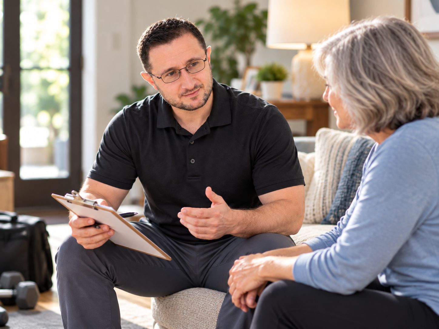 Dr. Lenny discussing a personalized plan during an in-home visit