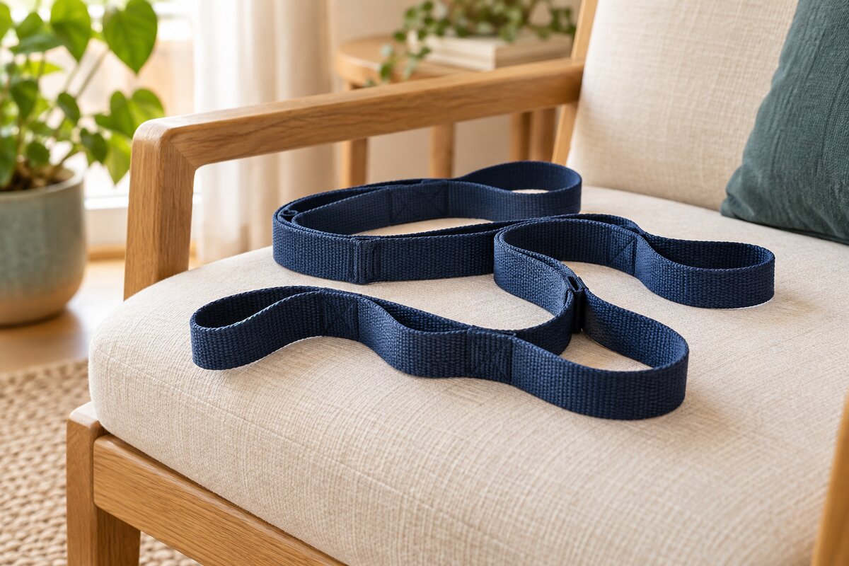 Realistic editorial illustration of a stretching strap
